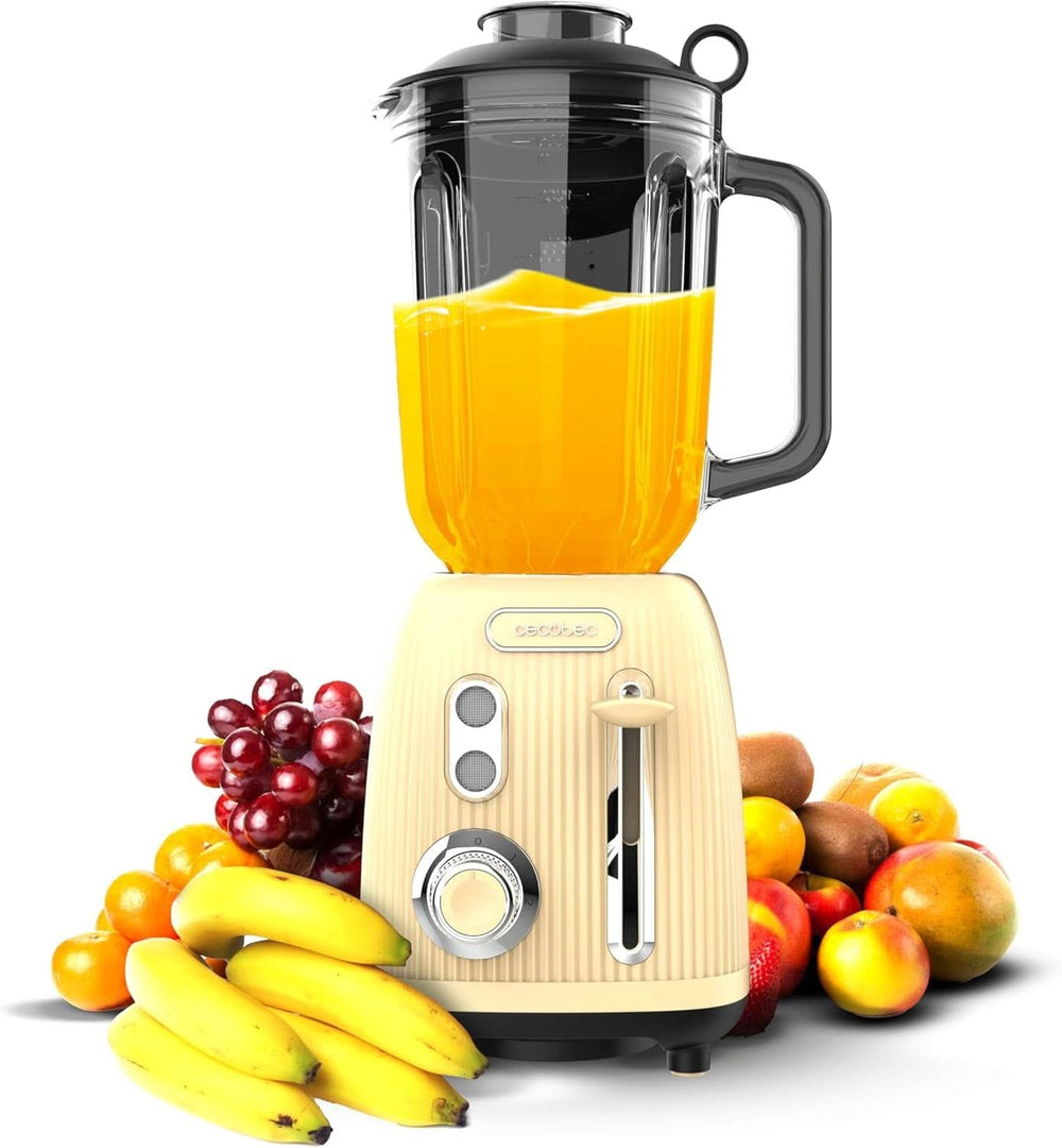 Robot da cucina Cecotec Retro Power Nero Titanio Retrogreen. 1200 W Maximale Leistung, 2 Geschwindigkeiten, 4-Klingen-Messer Mit Schwarzer Titanbeschichtung und 1.5L Krug, Vintage-Design in Grün Bucatarie Naty Shop Yellow