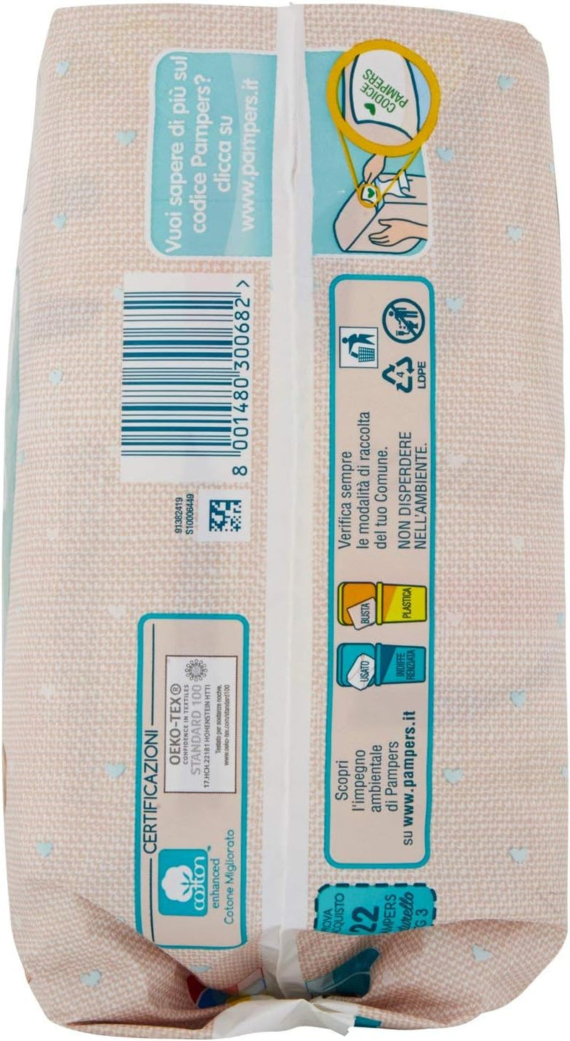Pampers Naturello Midi, 22 pannolini, taglia 3 (4-9 kg)