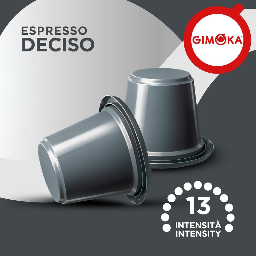 Gimoka Kaffeekapseln Espresso Deciso, Intensität 13/13-100 Kapsel - Kompatibel mit Nespresso* Haushalts-Espressomaschinen - 100 Stück (10 x 10 Getränke) - Hergestellt in Italien