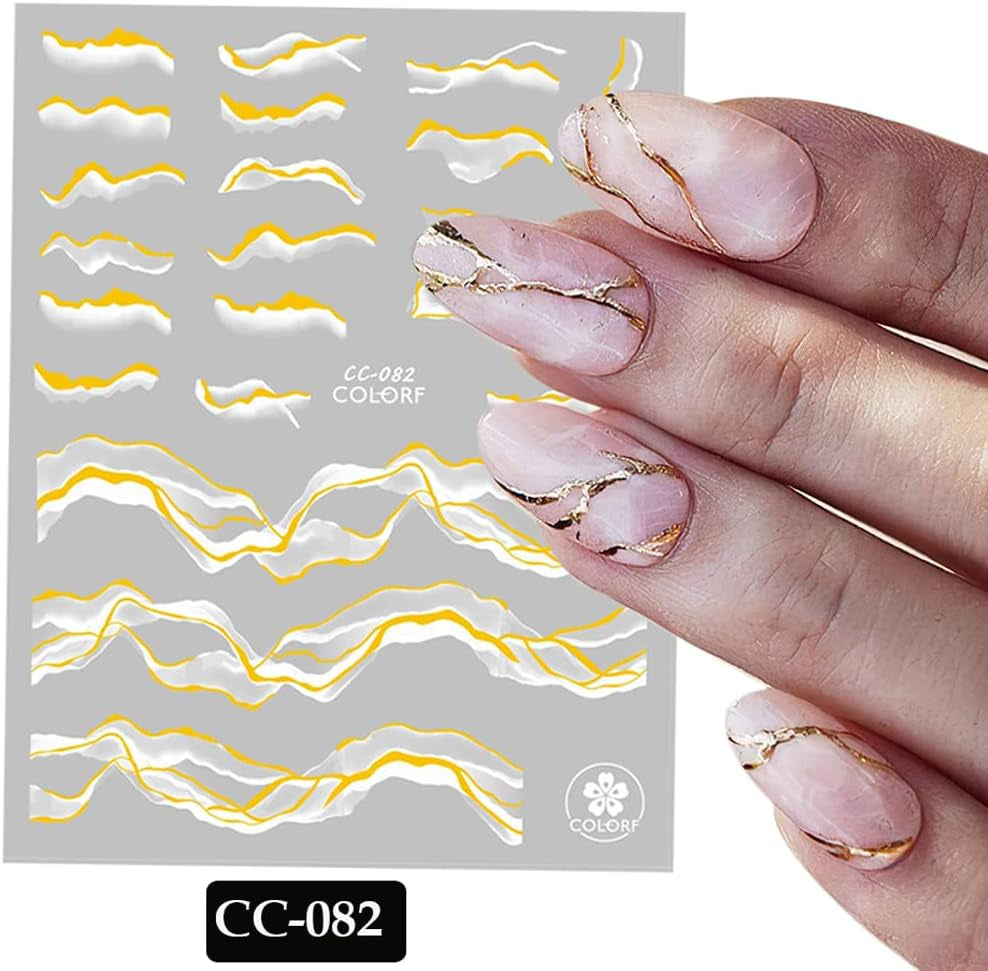 9 Blatt Nagelsticker Französischer Spitzenmarmor Nagelaufkleber Selbstklebend Weißes Gold Nail Art Sticker Dekoration Nageldesign Zubehör