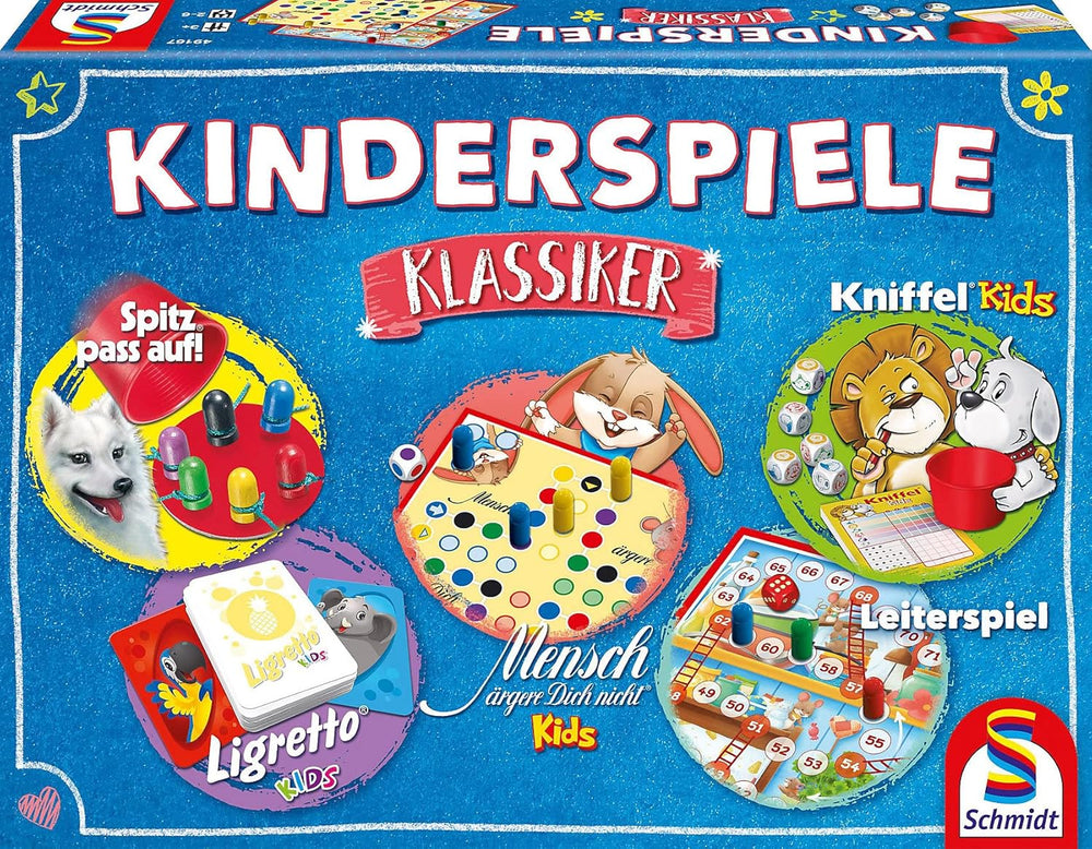 Schmidt Spiele 49189 Giochi classici per bambini, Collezione di giochi per bambini, colorati