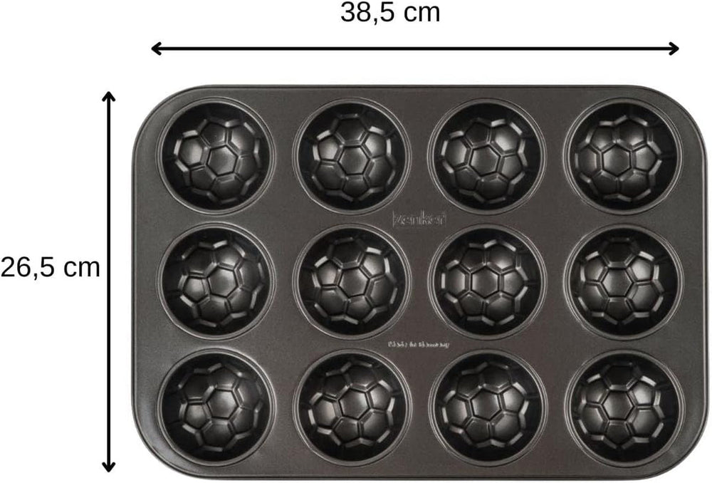 Zenker 12Er Muffinform – Muffinbackblech Für Muffins Und Cupcakes Aus Der Serie Soccer Baking– Hitzebeständiges 12Er Muffinblech Mit Antihaftbeschichtung, Schwarz Stampi e vassoi per cuocere Naty Shop