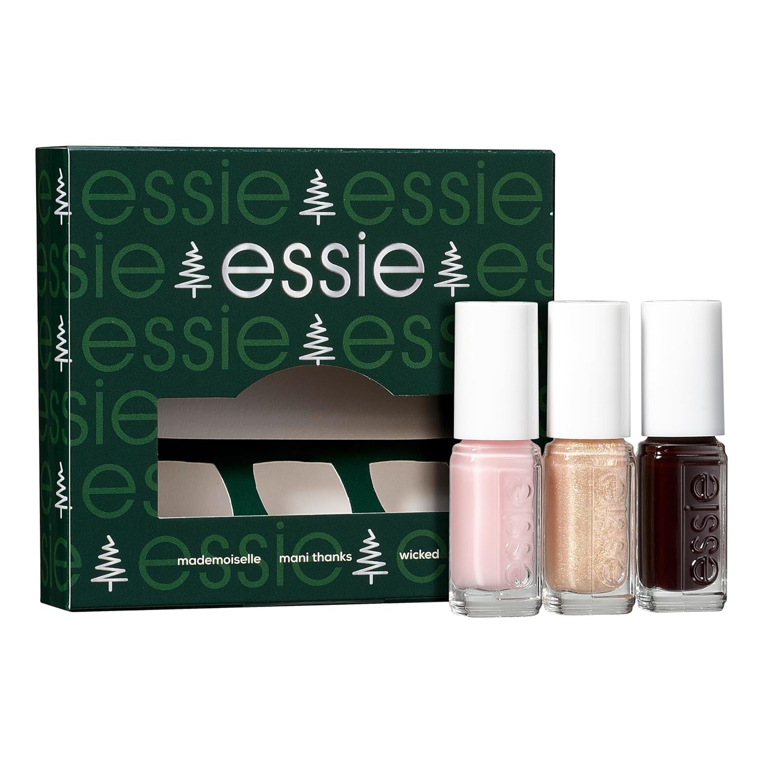 Kit Essie Mini Trio NATALE, n. 13 Mademoiselle + n. 49 Wicky + n. 570 Mani Grazie, 3 x 15 ml