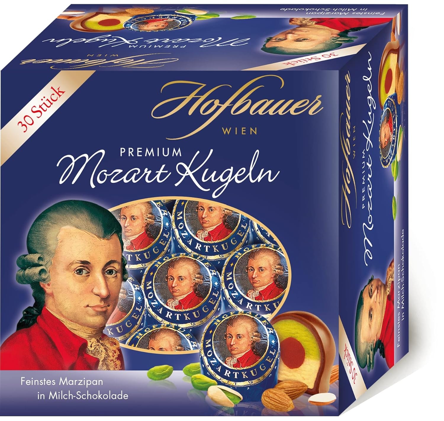 Hofbauer Vienna Mozartkugeln Scatola di cioccolato al latte 600g (30 pezzi)
