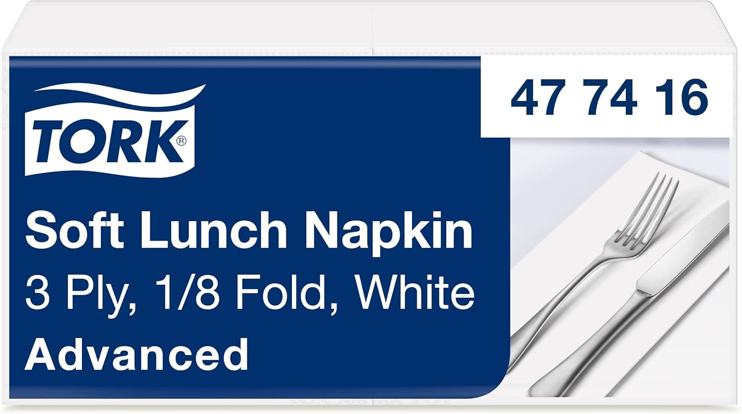 Tork Soft Lunch Napkin alb, pliat 1/8, 3 straturi, 33 cm × 33 cm, 150 șervețele, 477416