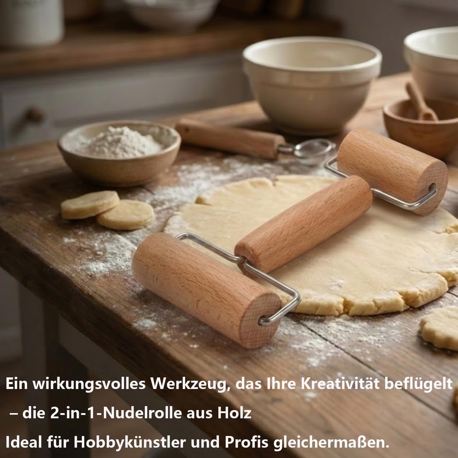 Nudelholz, Teigroller, Nudelholz Holz, Mattarello, Teigroller Holz, Teigrolle, Geeignet zum Backen und Kochen in der Heimischen Küche, Tortilla, Pizza, Plätzche