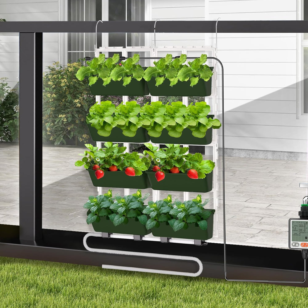 Hängende Vertikale Wand Pflanze, Vertikale Pflanzenwand Balkonbar Pflanzenwand Indoor mit Smart-Timer und Wasserpumpe Blumentopf Wand für Hof Garten Balkon Home Decor