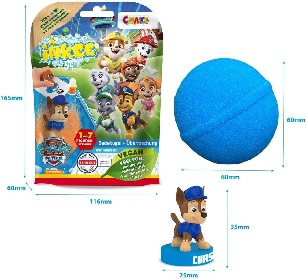 INKEE SURPRISE PAW PATROL, Bomba da bagno per bambini con sorpresa, gusto cola, effetto schiuma, 80 grammi Doccia e bagno Naty Shop