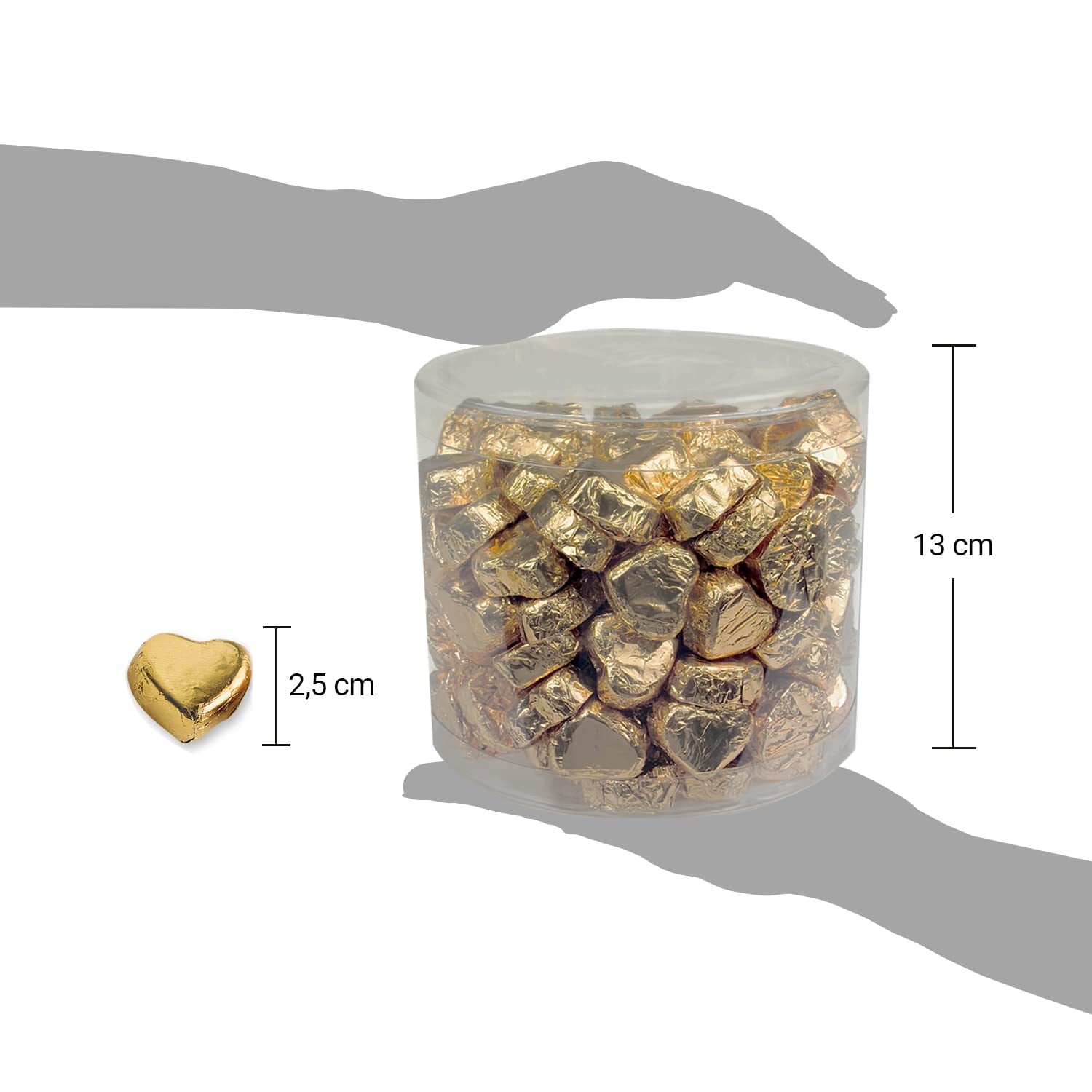 Günthart 150 pezzi Cuori di cioccolato dorati con ripieno di torrone, renna | Rodolfo il Rosso - Crema di Torrone | Cuori Di Cioccolato Dorato | Concorso | Cuori Di Cioccolato Dorato | Natale (1,2 kg)