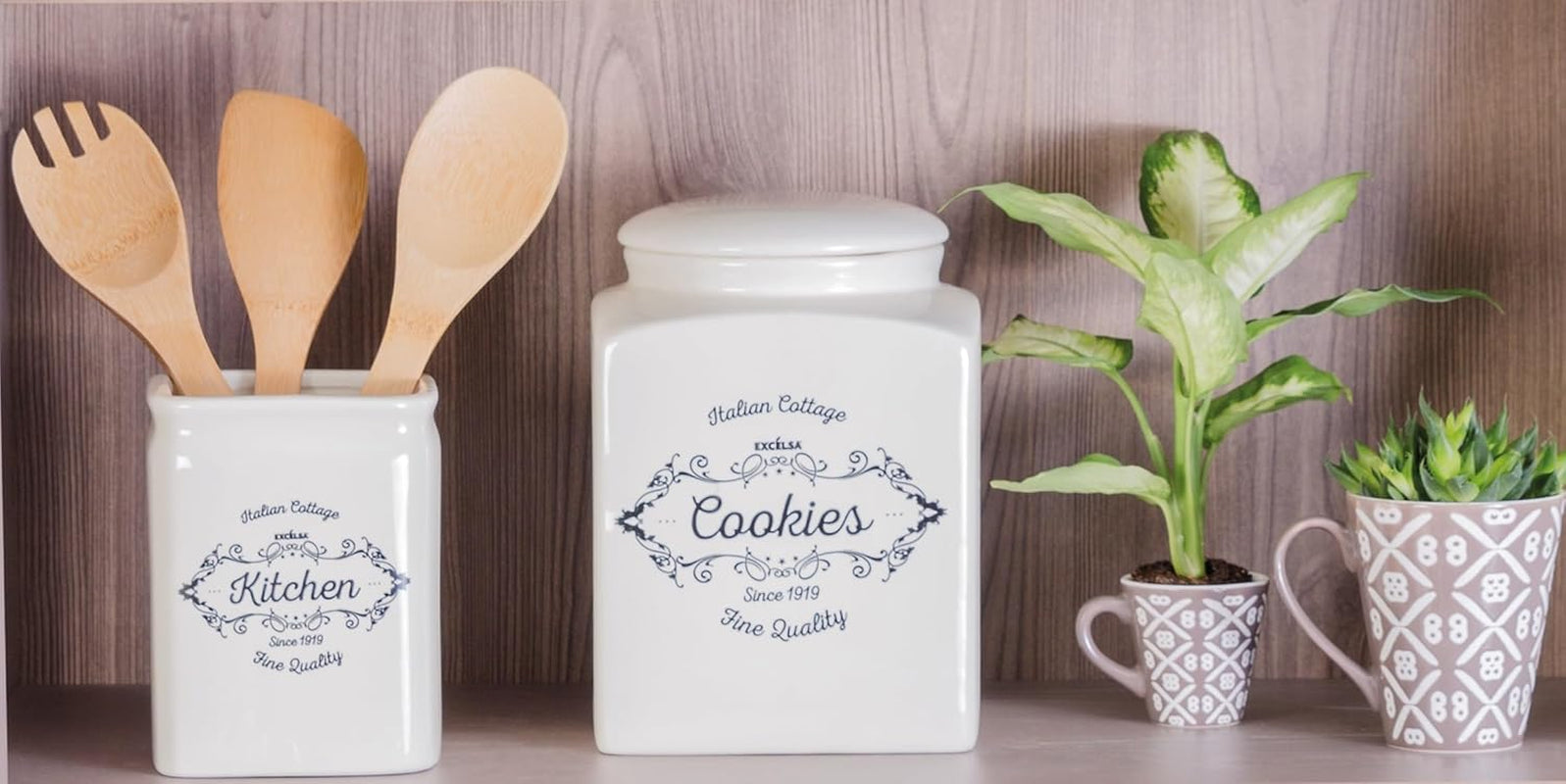 Excelsa cutie de biscuiți, ceramică, alb fildeș, Capacitate: 3 litri Cutii depozitare alimente Naty Shop