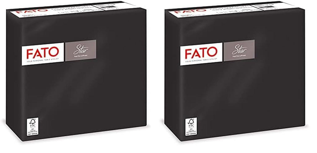 - Șervețele de hârtie de unică folosință, Softness And Softness, pachet de 40 de șervețele, dimensiune 38X38 pliate în 4, 2 straturi, culoare neagră, 100% hârtie din celuloză pură, certificate Fsc (pachet de 2)