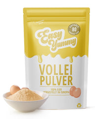 EASY YUMMY - Vollei-Eipulver (1000g = 80 Eier) aus Regionalen Niederländischen Freiland-Eiern | mito 1-Ei-Messlöffel | Wiederverschließbarer Beutel, lange Haltbarkeit | Rührei, Kochen, Backen | 100% loro