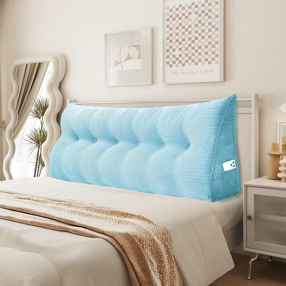 Pernă Johnear cu pană, pernă de citit pentru pat și canapea, pernă pentru spătar, pernă pentru tăblie, pernă lombară triunghiulară mare (gri, 45 cm)