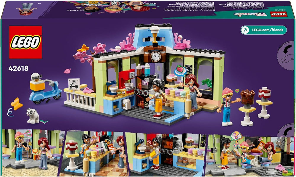 LEGO Friends Heartlake City Café, giocattolo per bambini, panetteria giocattolo, idea regalo per ragazze e ragazzi 6+, set di 3 personaggi da gioco e figura del cane 42618 Set da costruzione Besuche den LEGO-Store