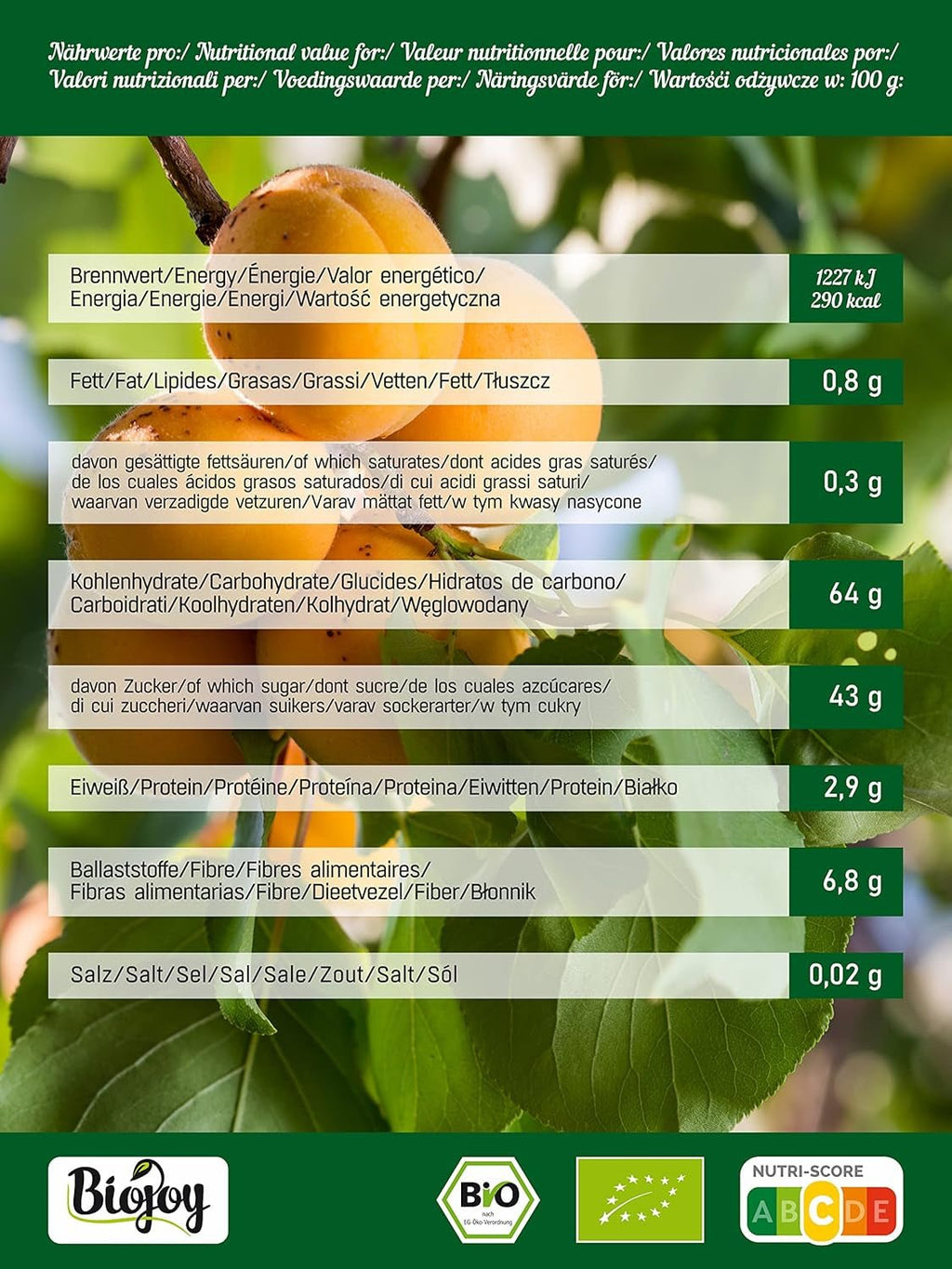 Caise uscate bio Biojoy (500 g), nesulfurate Produse deshidratate Magazinul meu