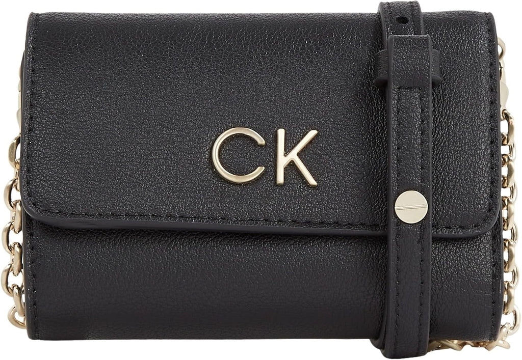 Calvin Klein doamnelor Re-Lock Trifold Sm W/Strap portofele Portofel Femei Naty Shop Negru (Ck Black) Os
