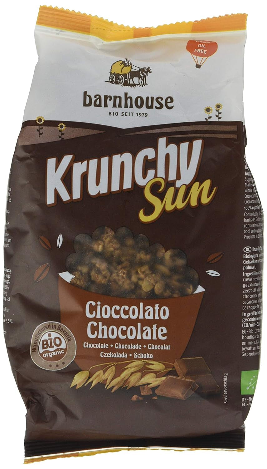 Barnhouse Krunchy Sun | Muesli al cioccolato | Ecologico | Vegetariano, 375 grammi