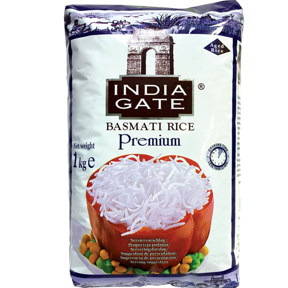 INDIA GATE Riso Basmati Premium – Riso fine a grana lunga, aromatico proveniente dall'India, a grana lunga fine (1 x 5 kg)