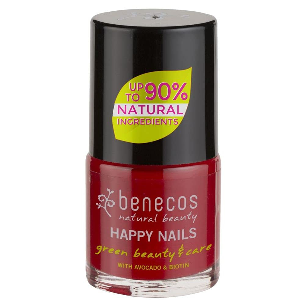 Benecos 20-Free smalto vegano, rosso vintage - smalto alle erbe - asciugatura rapida e lunga durata - permeabile all'acqua - arricchito con biotina - 5ml