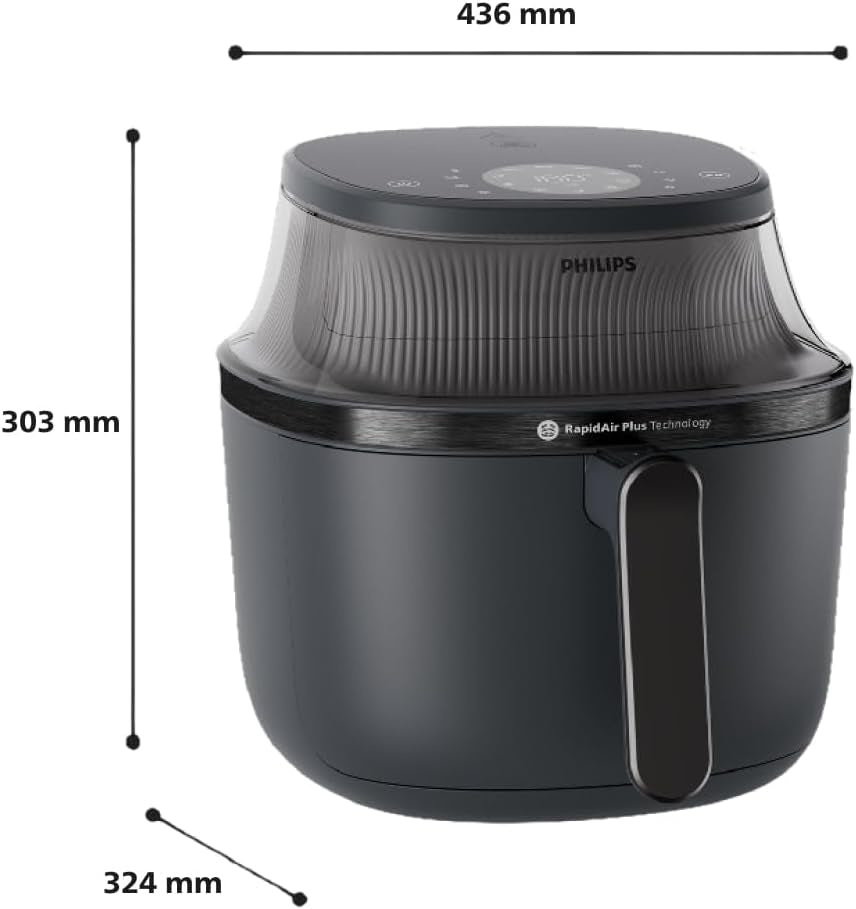 Philips Airfryer 3000 Series 6,2 L, Finestra di cottura, 16 funzioni di cottura in 1, Tecnologia Rapidair plus, Rimozione grasso, Applicazione ricette Homeid Appliances Naty Shop