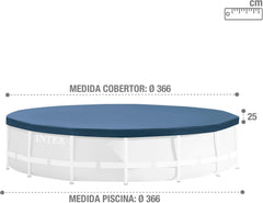 Copertura per piscina rotonda Intex 28031 - Copertura per piscina - Ø 366 cm - Per piscine con telaio in metallo e prismatizzato, Blu scuro