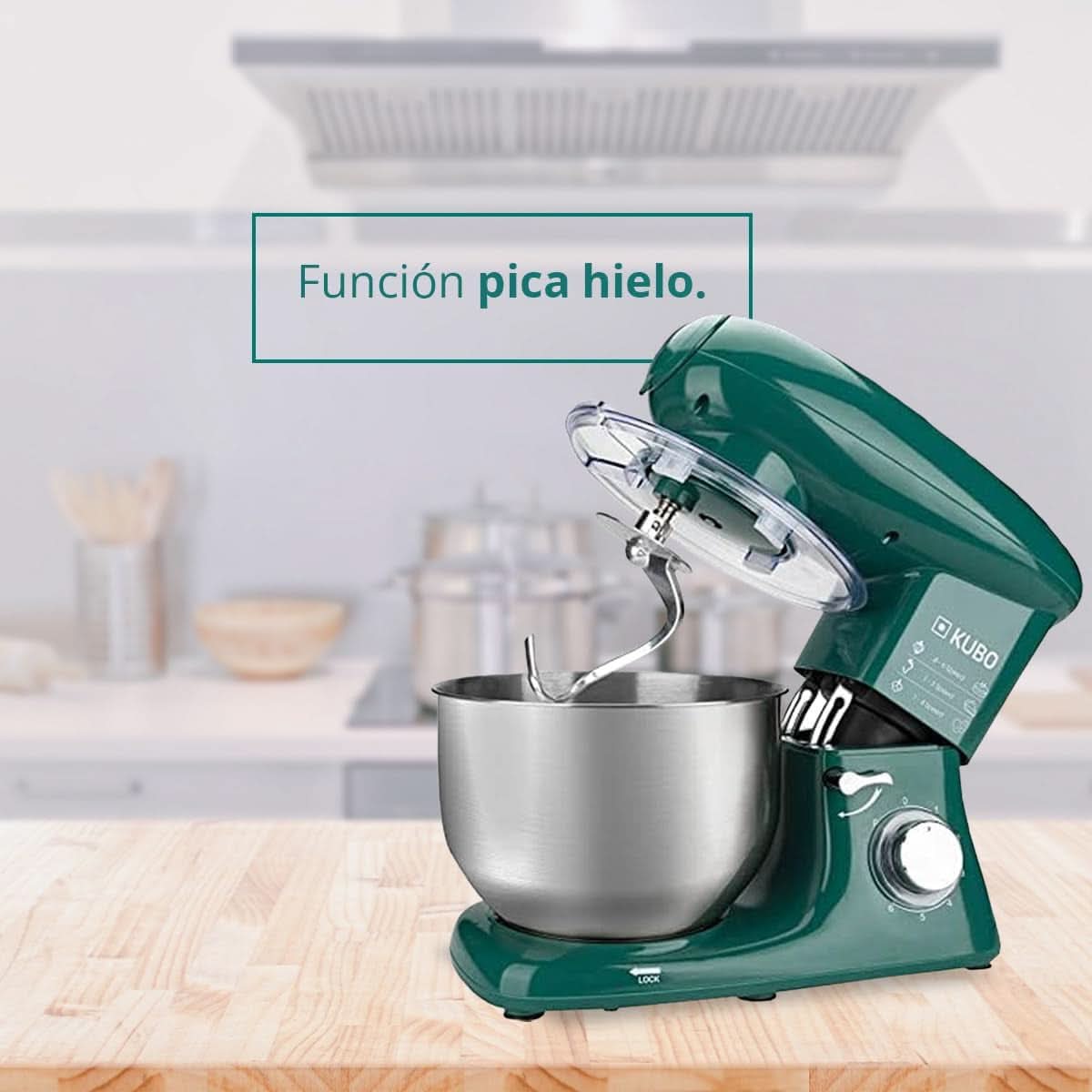 Küchenmaschine - 7 Zubehörteile: Mixbecher, Fleischwolf, Große Schüssel, Schutzdeckel, Schneebesen, Mixer Und Netmaschine - Farbe: Grün - Fassungsvermögen: 6 Liter Mother and Child Naty Shop