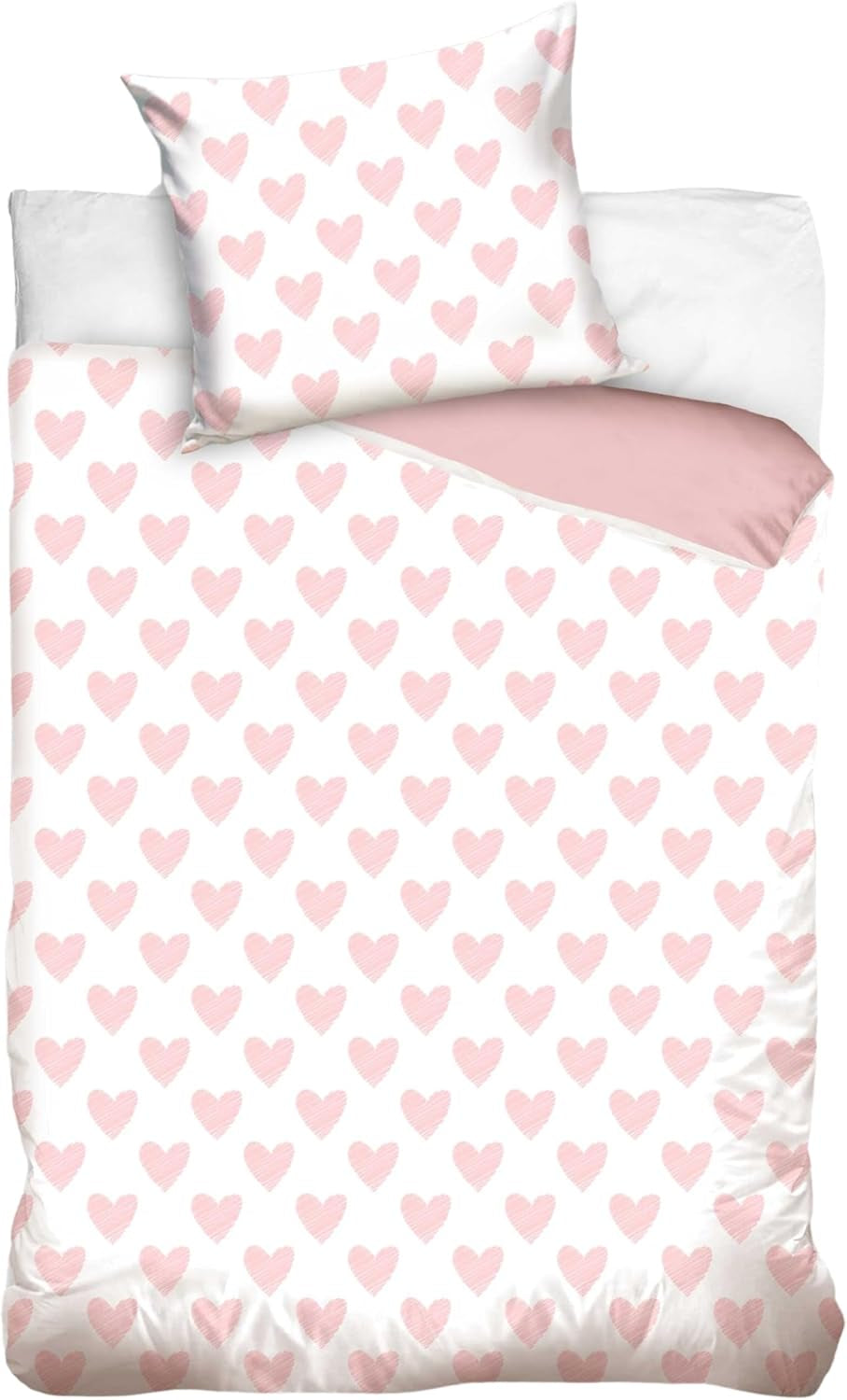 Set biancheria da letto per bambini, animali, 100% cotone con cerniera Biancheria da letto - bambini Naty Shop Hearts
