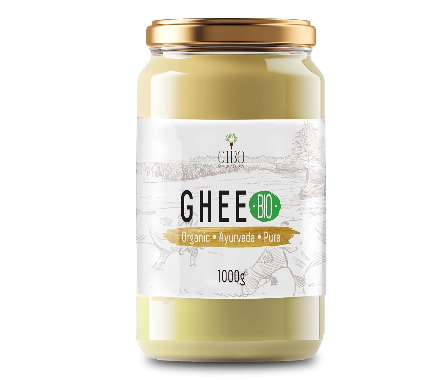 Cibo Bio Ghee 500g – Milk aus Parma und Reggio Emilia – Hergestellt in Italien – Weidekühe – Rauchpunkt 250°C – Aus Centrifugensahne