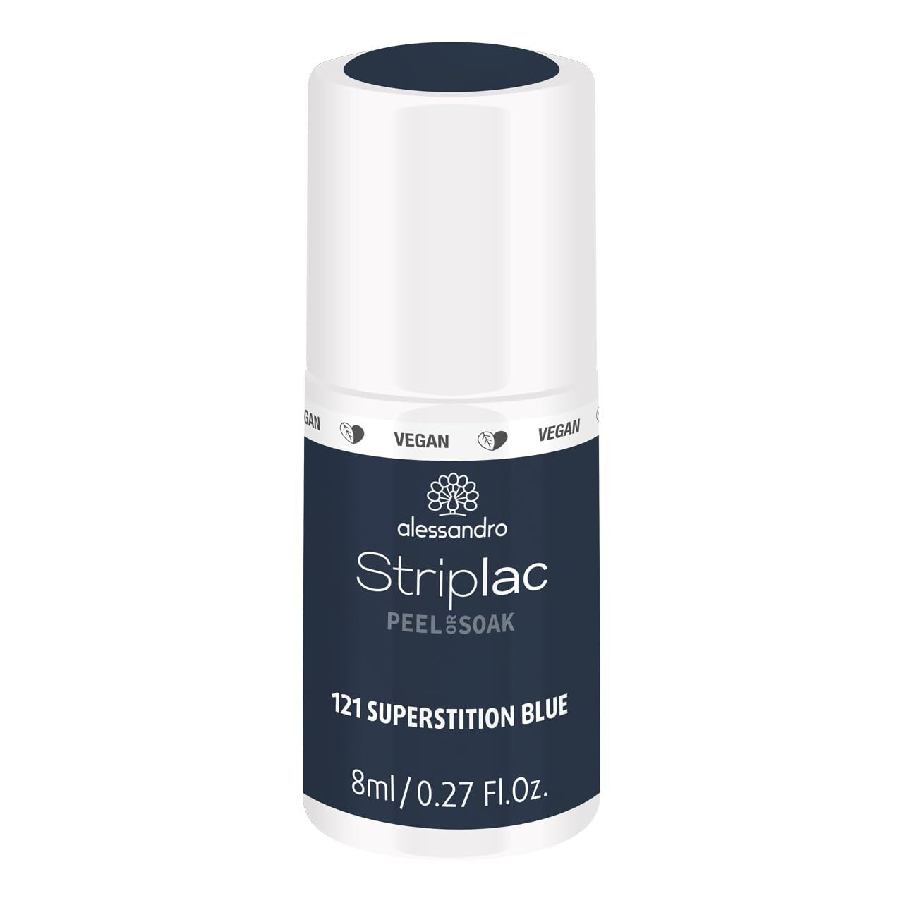 Smalto UV alessandro Striplac Midnight Black – Delicato e a lunga tenuta – Facile rimozione grazie alla tecnologia peel-off – Vegan e cruelty-free – 8 ml