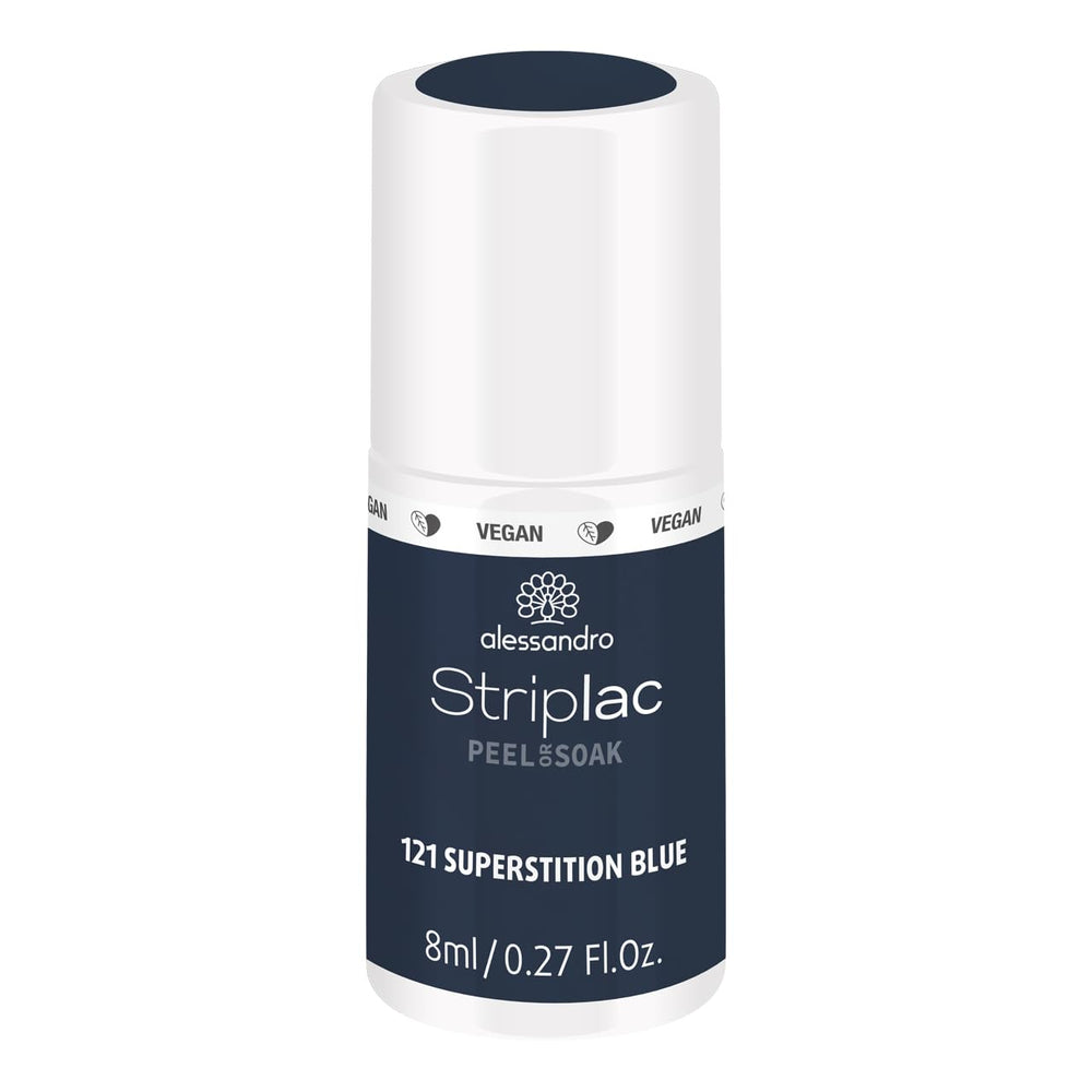 Smalto UV alessandro Striplac Midnight Black – Delicato e a lunga tenuta – Facile rimozione grazie alla tecnologia peel-off – Vegan e cruelty-free – 8 ml