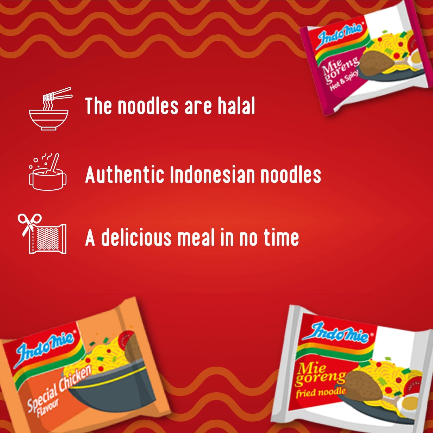 INDOMIE - Noodles istantanei Mi Goreng - Confezione multipla (40 x 80g)