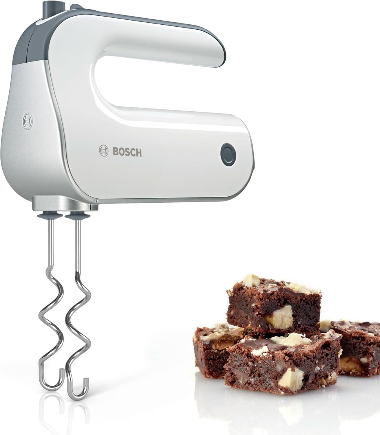 Bosch Handrührer Styline MFQ4835DE, 2X2 Rührbesen, 2 Edelstahl-Nethaken, Spülmaschinengeeignet, 575 W, Bianco Kitchen Naty Shop Bianco