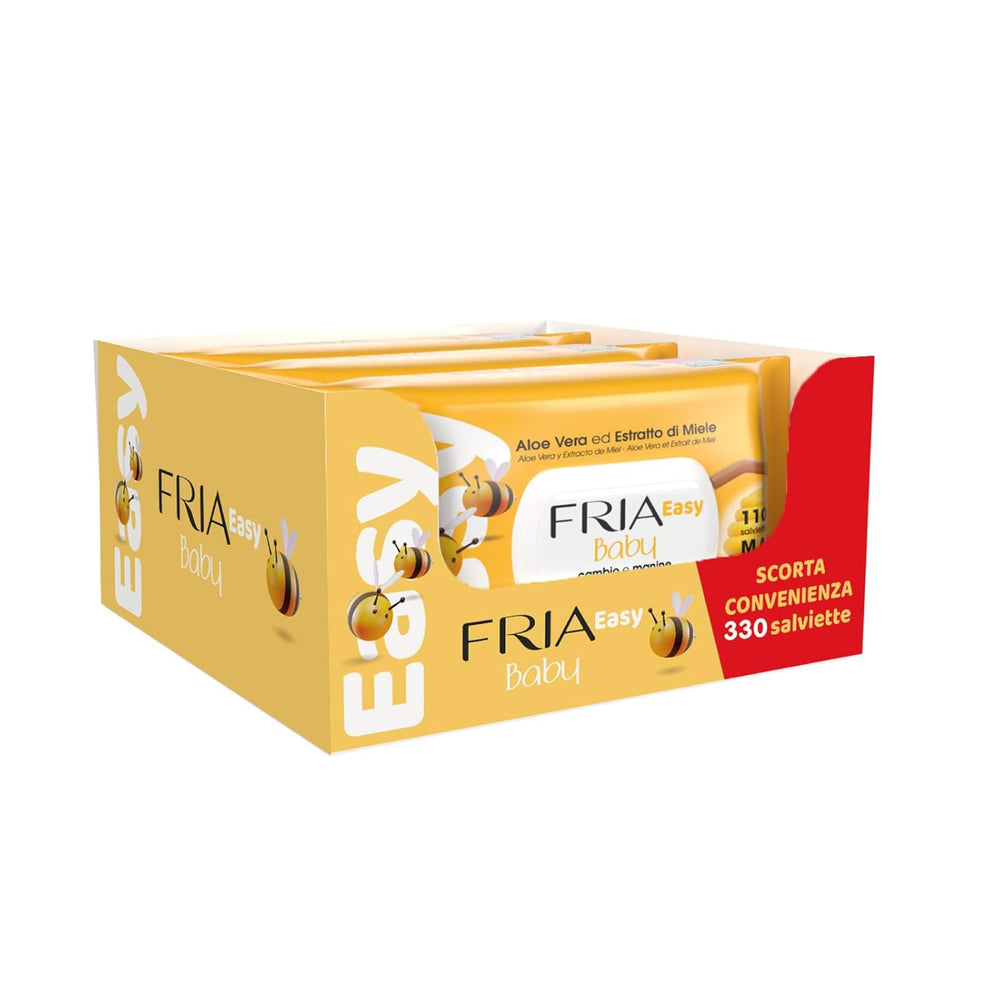 Salviettine umidificate Easy Baby con Aloe Vera ed Estratto di Miele Idratanti per la Pelle, Dermatologicamente Testate, Confezione da 20 Salviette