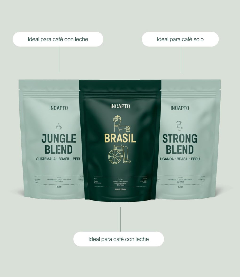 Incapto starter set, Jungle Blend, Brazilian Coffee și Strong Blend, 3 pachete de 500 grame Cafea Naty Shop