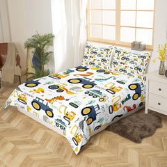 Jungen Cartoon Car Set biancheria da letto 135X200,Kinder Bau Fahrzeuge Tröster Abdeckung Für Kind Kleinkind Teens,Dinosaurier Bettbezug,Traktor Maschinerie Bagger Bettdecke Abdeckung,Lkw Autos Bettdecke Naty Shop