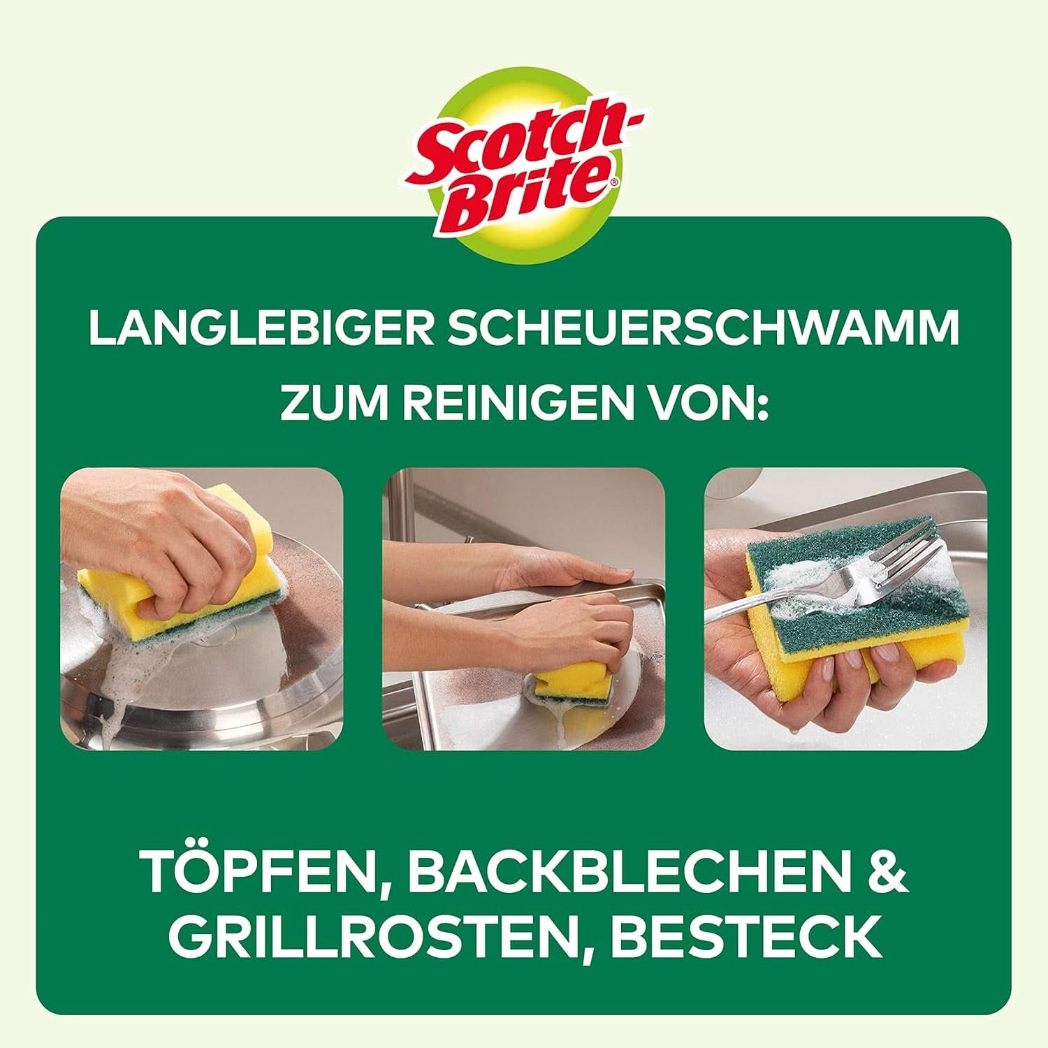 Scotch-Brite Classic Pot Cleaner, confezione da 16 spugne, spugna da cucina - pulisce in modo potente ed efficace Detersivi da cucina Naty Shop