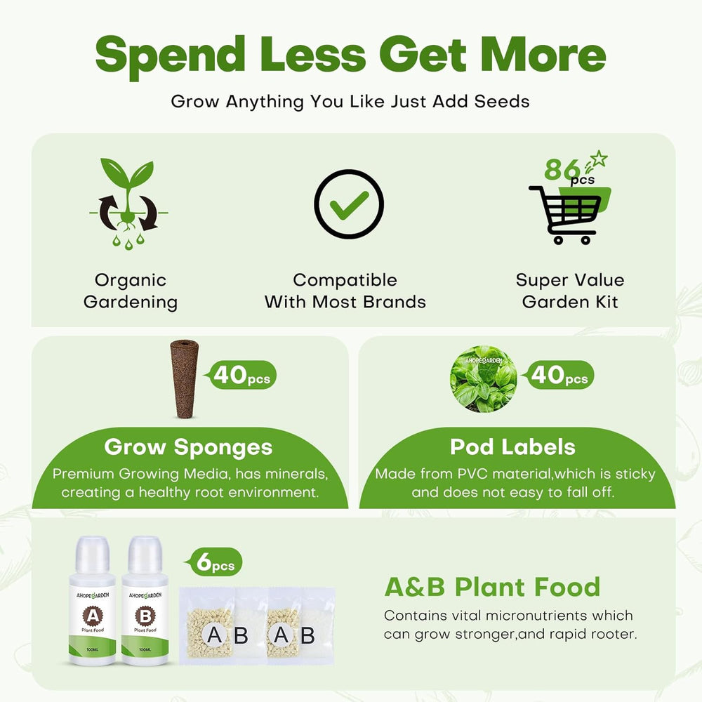 Set di capsule di semi con sistema di coltivazione idroponica per giardinaggio indoor da 40 pezzi - Normale