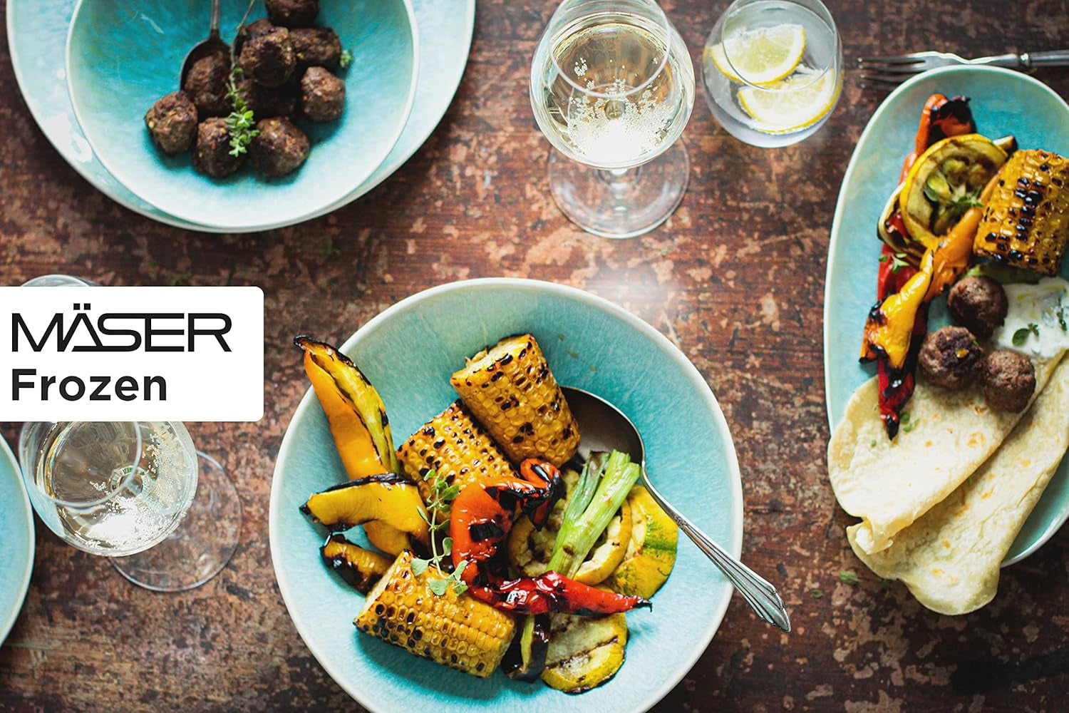 MÄSER Serie Frozen, Geschirr Set Aus Keramik Für 4 Personen, 16-Teiliges Kombiservice Mit Organischen Formen, Farblich Gesprenkeltes Service, Steinzeug, Türkis-Grün Set di stoviglie Naty Shop