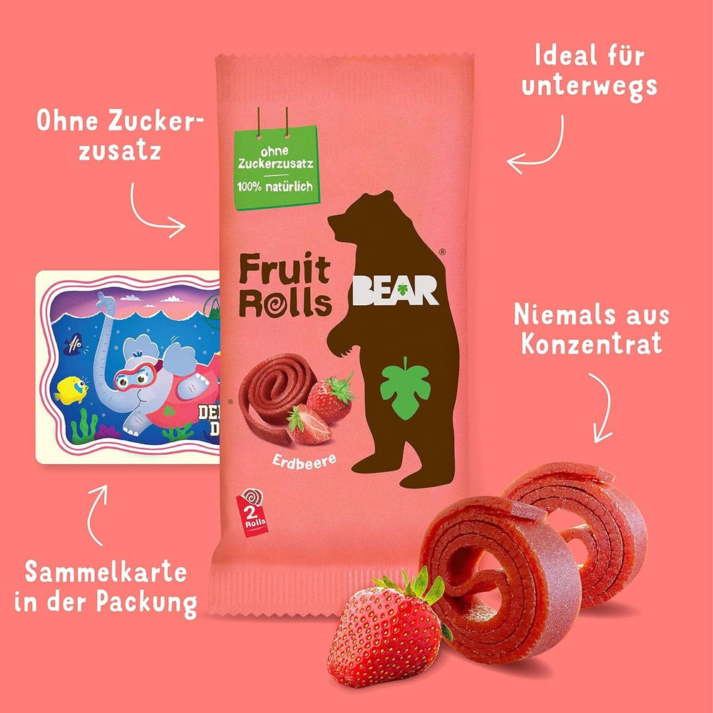 BEAR panini alla frutta con fragole, ingredienti 100% naturali, 30 x 20 grammi Prodotti disidratati Naty Shop