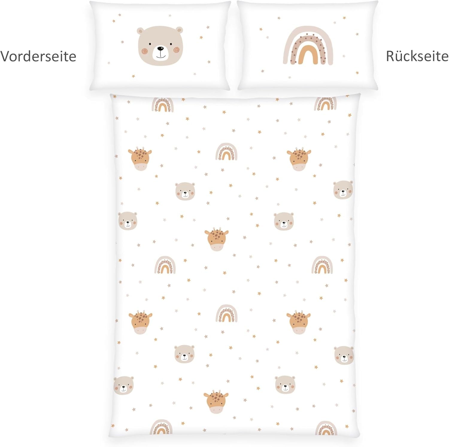 Herding Babybest Little Friends Winterbettwäsche, Kopfkissenbezug 40 X 60 Cm Mit Hoteleinschlag, Bettbezug 100 X 135 Cm, Mit Zwißwerfer, 100% Baumwolle/Flannel, Weiß, Twin Naty Shop