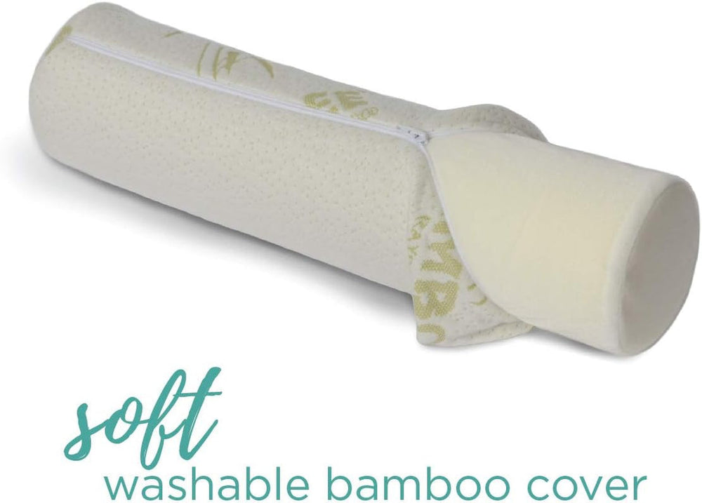 Rulou pentru gât Milliard Visco foam cu husă lavabilă, certificat Oeko-Tex, duritate medie, 10X43 cm, perfect pentru alergici, pernă de călătorie, pernă rotundă pentru gât, rulou de poziționare, rulou pentru genunchi Perne ortopedice cervicale Naty Shop