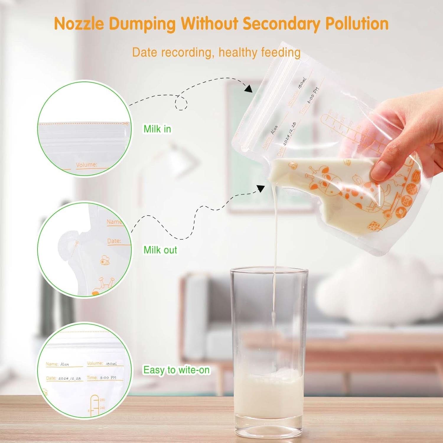 Vinabo 50 Stück Muttermilchbeutel, 250Ml Borsa per la conservazione del muttermilk senza Bpa, Milchbeutel Für Muttermilch Mit Ausgießer Für Das Stillen, Selbststehender, Kann Eingefroren Werden, Vorsterilisiert Accessori Alimentazione e Allattamento Baby Naty Shop