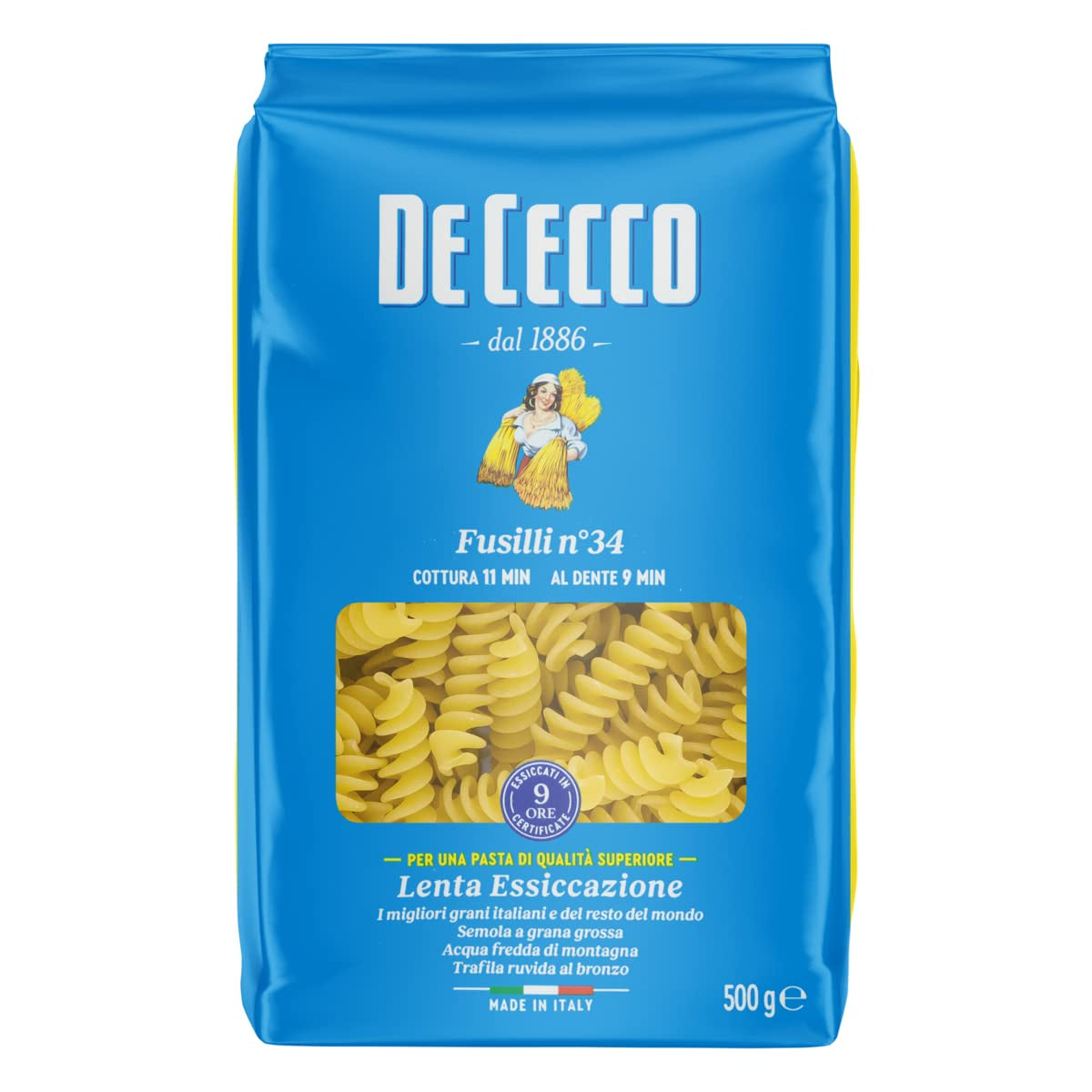 Fusilli 34, Pasta di semola Grano duro, 500 g