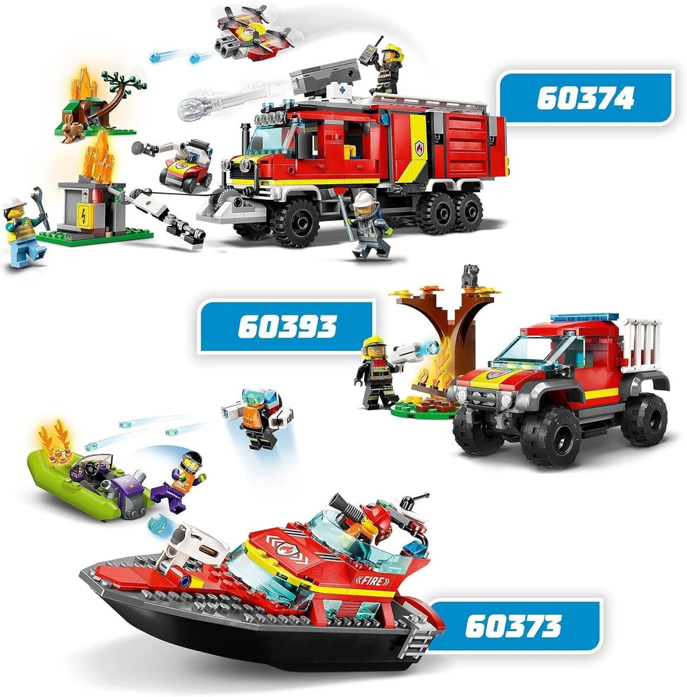 LEGO 60373 City Fire Boat, jucărie care plutește în apă, cu barcă de curse, 3 minifigurine și Jetpack, idee de cadou pentru băieți și fete de la 5 ani în sus Seturi de constructie Besuche den LEGO-Store