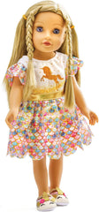 Heless 2231 - Puppenkleidung im Design Einhorn Goldy, Glitzerkleid mit schimmernden Pailletten für Puppen und Kuscheltiere der Größe 35 - 45 cm