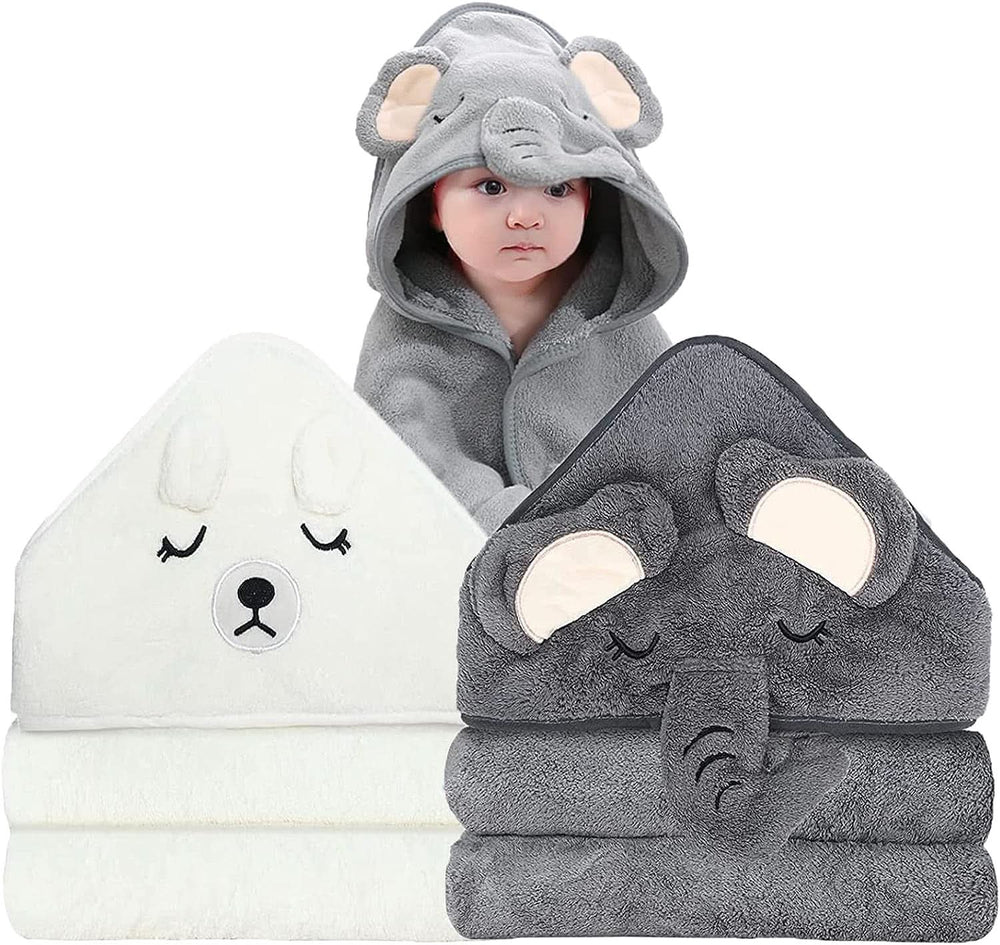 Confezione da 2 asciugamani da bagno con cappuccio 80 x 80 cm Mamma e Bambino Naty Shop Orsetto Elefante