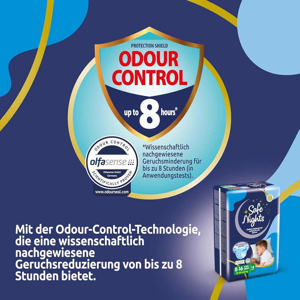 Safe Nights Boy, pantaloni da notte per bambini da 8 a 16 anni (30-50 kg), 84 pezzi