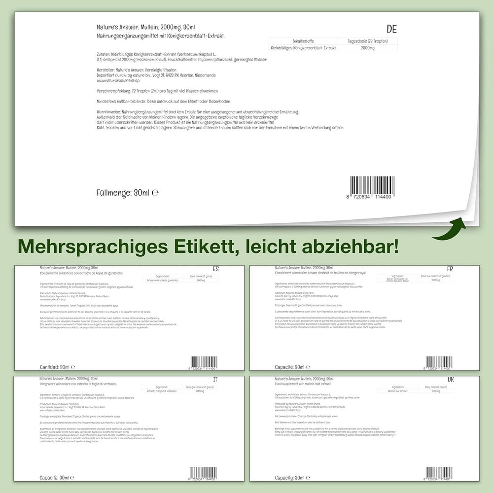 Estratto di foglie di verbasco, 30 ml, senza alcool Arome Naty Shop