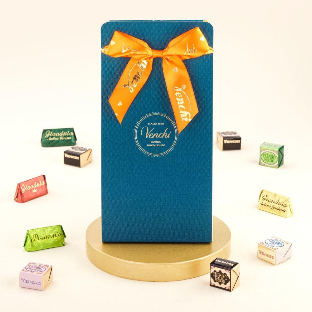 Venchi – Collezione Murrine – Confezione regalo con cioccolatini cremini e gianduiotti assortiti, 411g – Con nocciole Piemonte IGP – Idea regalo – Senza glutine