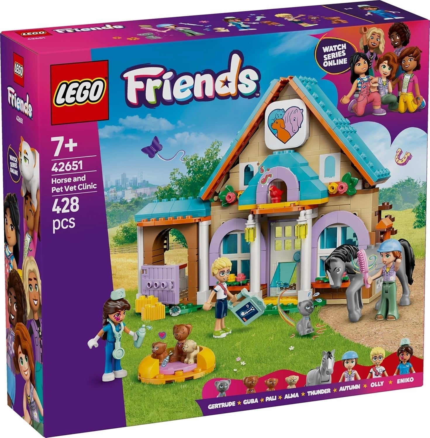 LEGO Friends Gabinetto veterinario per cavalli e animali domestici, set da costruzione e da gioco per giochi di ruolo fantasiosi con 3 minifigure e 5 personaggi di animali, idea regalo per ragazze di 7 anni 42651 Set da costruzione Besuche den LEGO-Store